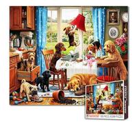 Dog Mischief Jigsaw Puzzles 1000 Pieces Mischievous Puppies Art Jigsaw Puzzles for Challenging Family Games Cozy kitchen DIY Handwork Puzzle for Home Wall Decor Gifts 19.7"x27.6"