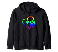Dog Mom Cute Dog Paw Print Heart Pet Zip Hoodie