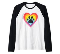 Dog Mom for Life, Rainbow Heart Dog Paw Shirt, Colorful Pet Raglan Baseball Tee