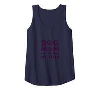Dog Mom is My Title Paw Print Pet Lover Tank Top, Women, Navy, M