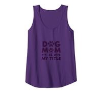 Dog Mom is My Title Paw Print Pet Lover Tank Top, Women, Purple, XL