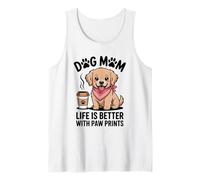 Dog Mom Life is Better with Paw Print Golden Retriever Tank Top