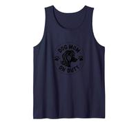 Dog Mom On Duty Paw Print Circular Badge Tank Top, Men, Navy, XXL
