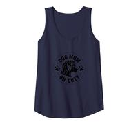 Dog Mom On Duty Paw Print Circular Badge Tank Top, Women, Navy, XXL