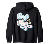 Dog Mom Pastel Retro Dog Lover Paw Print Zip Hoodie