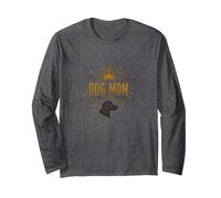 Dog Mom Queen Regal Pet Lover Long Sleeve T-Shirt, Adult Unisex, Dark Heather Grey, S