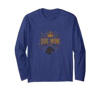 Dog Mom Queen Regal Pet Lover Long Sleeve T-Shirt, Adult Unisex, Navy, M