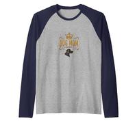 Dog Mom Queen Regal Pet Lover Raglan Baseball Tee, Men, Navy/Athletic Heather, M