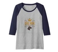 Dog Mom Queen Regal Pet Lover Raglan Baseball Tee, Women, Navy/Athletic Heather, M