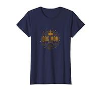 Dog Mom Queen Regal Pet Lover T-Shirt, Women, Navy, M