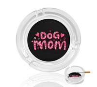 Dog Mom Round Glass Ashtray Washable Simple Ash Trays