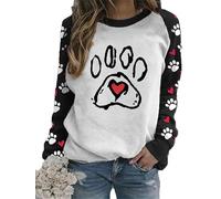 Dog Mom Sweatshirts 3D Printed for Women Long Sleeve T-Shirts Dog Paw Graphic Print Pullover Sweater Tops Dog Lover Gift for Girl Teenager