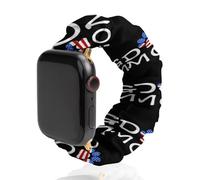 Dog Mom U.S. Flag Printed Scrunchie Watch Band Compatible with IWatch Soft Elastic Replacement Straps