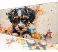 Dog Mouse Pad,800x400x3mm Mouse Mat Color Desk Mat Large, Soft Smooth Surface with Anti-Slip Rubber Base Mousepad Waterproof, Durable, Extended Length Desk Pad for Gaming Christmas Decorations N1-777