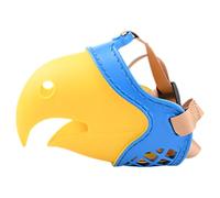 Dog Mouth Cover, Parrot Shape, Adjustable Blue Yellow Soft TPE for Training, Breathable Pet Mouth Cover for Chewing Barking and Aggression, Size 6 for Medium and Large Breeds, 14.2 x 4.3 x 4.3 in