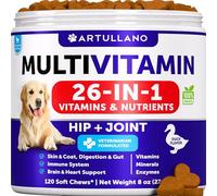 Dog Multivitamin Chewable with Glucosamine 26 in 1 - Dog Vitamins and Supplements - Senior & Puppy Multivitamin for Dogs - Pet Joint Support Health - Immunity, Mobility, Gut Skin - 120 Chews