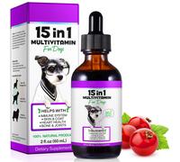 Dog Multivitamin Drops 15 in 1 Dog Vitamins & Supplements for Improving Hip, Joint, Skin Coat, Skin Health, Gut Health and Heart Health Dige