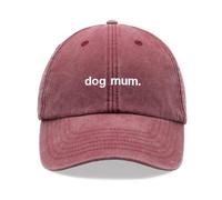 Dog Mum. Baseball Cap Vintage Washed Unisex Dad Hat Adjustable Dog Lady Red
