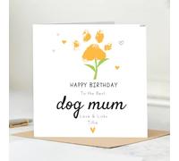 Dog Mum Birthday Card with Paw Print Design, Love and Licks Message,300 gsm 6x6 card with white envelope