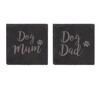 Dog Mum Dog Dad Slate Coaster Engraved Gift From The Dog 60 SECOND MAKEOVER Black One Size