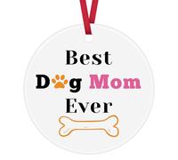 Dog Mum Gifts for Women Best Dog Mom Ever Ceramic Ornament Dog Lover Gifts Dog Owner Gifts for Women Birthday Christmas Ornament for Dog Mum