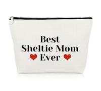 Dog Mum Gifts Makeup Bag Sheltie Dog Gifts Fur Mum Gifts Animal Lover Gift for Sheltie Owner Birthday Gifts for Dog Lovers Sheepdog Gifts Christmas Mothers Day Gifts Sheltie Travel Cosmetic Bag