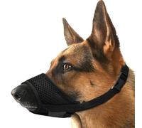 Dog Muzzle, 7-9 in Muzzle for Large Dogs Breathable Mesh and Durable Nylon Dog Muzzles with Adjustable Loop, Safe Mouth Cover for Pet Training to Prevent Biting, Barking & Chewing (Black, L)