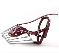 Dog Muzzle, Dog Muzzle Metal Basket With Leather Straps Wine Red For Dogs 15-45kg(L/Horse Dog Doberman (adult))