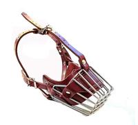 Dog Muzzle, Dog Muzzle Metal Basket With Leather Straps Wine Red For Dogs 15-45kg(M/other/15-25kg)