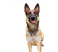 dog muzzle， Dog Muzzle Metal Mask Anti-Bark Anti-Bite Breathable Adjustable Straps Basket,Safe & Comfortable(B,M/17.5 25kg)