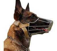 dog muzzle， Dog Muzzle Metal Mask Anti-Bark Anti-Bite Breathable Adjustable Straps Basket,Safe & Comfortable(A,S/15 17.5kg)