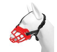 Dog muzzle， Dog Muzzle,Soft, To Prevent Biting,Breathable,Adjustable,Front Opening Design,Large Breathing Hole(Red,No. 4)