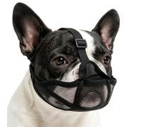 Dog Muzzle for French Bulldog, Soft Breathable Mesh Anti Eating Short Snout Design for Frenchie Shih Tzu Pug, Adjustable Allows Drinking Panting, Black Size XS