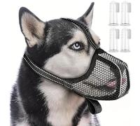 Dog Muzzle for Large Breeds, Soft Mesh Muzzle Breathable Dog Muzzles, Protection Muzzle with Adjustable Straps, Prevent Biting Chewing and Licking, Breathable, Durable Black Dog Mouth Cover Black XXL