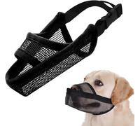Dog Muzzle for Large & Medium Dogs | Breathable Mesh Muzzle with Adjustable Velcro Straps | Anti-Bite & Anti-Chew Training Muzzle for Long-Nosed Breeds Like Labrador, German Shepherd (Black, L)
