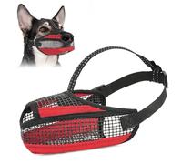 Dog Muzzle for Large Medium Small Dogs, Soft Mesh Muzzle for Dogs with Reflective Adjustable Strap, Prevent Biting Chewing and Licking, Dog Nose Open Design for Reduction Friction (Red, XL)