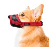 Dog Muzzle for Medium Dogs, Dog Muzzles to Prevent Biting Barking Eating, Soft Nylon Muzzle for Dogs, Adjustable Breathable Mesh Medium Dog Muzzle Allows Panting Drinking (Red, M)