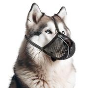 Dog Muzzle for Medium Large Dogs Soft Mesh Dog Muzzle for Scavenging Eating Biting Licking Chewing Breathable Mouth Guard Cover with Reflective Adjustable Loop Buckle Pet Training Mask Black