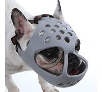 Dog Muzzle for Short Snout Dogs Breathable Hollow-Out Mesh Lightweight Stop Biting Chewing Barking Licking Wound Panting Drinking Freedom Walking Alone Home Practical