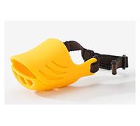 Dog Muzzle for Small Medium Dogs - Soft Silicone Anti Bite Bark Stopper - Adjustable Breathable Duck Mouth Cover with Safety Strap(Yellow,M)