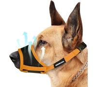 Dog Muzzle for Small Medium Large Dogs - Soft Nylon Breathable Muzzle with Air Mesh, Adjustable Loop, Anti-Dropping Design for Biting, Barking, Chewing, Labrador, German Shepherd, Chihuahua (Orange,S)