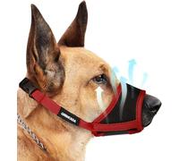 Dog Muzzle for Small Medium Large Dogs - Soft Nylon Breathable Muzzle with Air Mesh, Adjustable Loop, Anti-Dropping Design for Biting, Barking, Chewing, Labrador, German Shepherd, Chihuahua (Red,L)