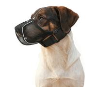 Dog Muzzle Large Breed, Mesh Breathable Reflective Adjustable Muzzle for Large Dogs, Soft Muzzles for Medium Dogs to Prevent Eating, Scavenging, Chewing, Biting, Licking, Black, L