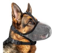 Dog Muzzle,Mesh Soft Muzzle for Small Medium Large Sized Dogs, Breathable Reflective Adjustable Puppy Muzzles with Collar for Scavenging Grooming Biting Chewing,Allows Panting and Drinking(Grey XL)