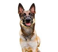Dog Muzzle, Metal Wire Basket Dog Muzzle For Small Medium Large Dogs 15-40kg Breathable Adjustable Multiple Styles Allows Drinking Panting(Style B/open mouth,S/15-17.5kg)