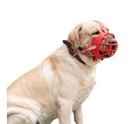 Dog muzzle， Muzzle To Prevent Biting,Breathable,Adjustable,Soft Basket Muzzles,Allows Panting And Drinking,Large Breathing Hole(Red,No. 3)