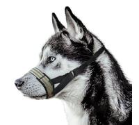 Dog Muzzle,Nylon Adjustable Anti-Bite Barking and Chewing Dog Muzzle with Reflective Strips,Dog Mouth Guard for Daily Behavior Training (Khaki, S:Snout Girth:16-20cm/6.2-7.8in)