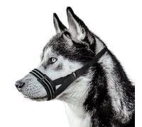 Dog Muzzle,Nylon Adjustable Anti-Bite Barking and Chewing Dog Muzzle with Reflective Strips,Dog Mouth Guard for Daily Behavior Training (Black, M:Snout Girth:20-25cm/7.8-9.8in)