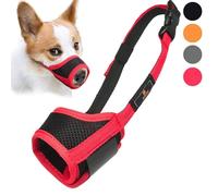 Dog Muzzle Nylon Mesh Breathable Soft Muzzle Guard for Dogs Prevent Biting Adjustable Loop Pet Mouth Cover for Chewing Anti-Barking Anti-Chaos Puppy Muzzles (Red, L)