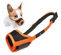 Dog Muzzle Nylon Mesh Breathable Soft Muzzle Guard for Dogs Prevent Biting Adjustable Loop Pet Mouth Cover for Chewing Anti-Barking Anti-Chaos Puppy Muzzles (Orange, S)